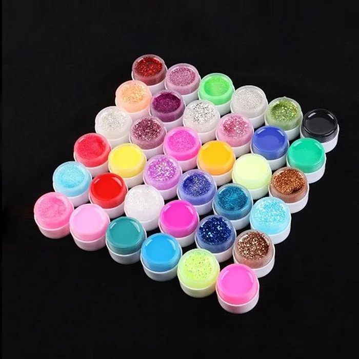 

36 Pots Shiny Cover Pure Colors UV Gel Nail Art Tips Glitter Gel Manicure DIY Set WH998