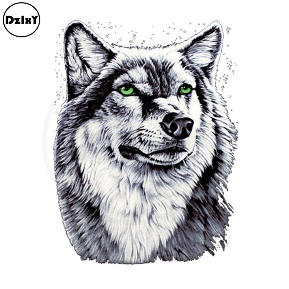 

Watercolor Wolf Thermal Stickers Heat-Sensitive Patches Iron on PVC Transfers Eco-Friendly Kids Appliques for Clothes @T-165