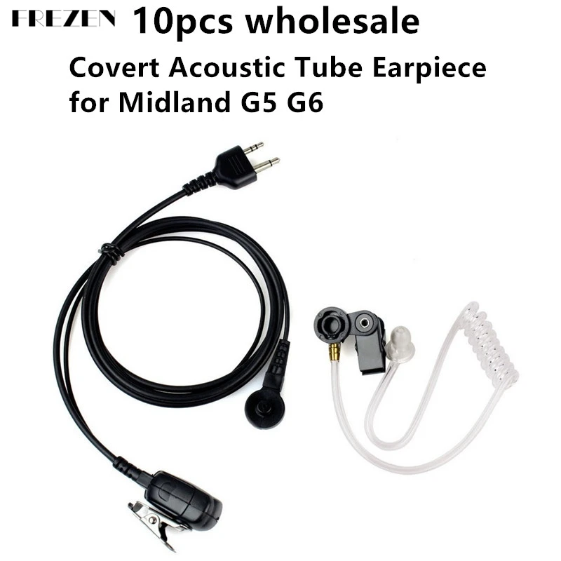 

10pcs Covert Acoustic Tube Earpiece Headset 2 Pin Mic PTT for Midland G5 G6 G7 G8 G9 Radio