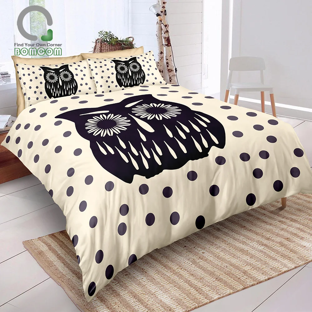 

BOMCOM 3D Digital Printing Children Illustration owl bedding Sets 100% Microfiber Gray