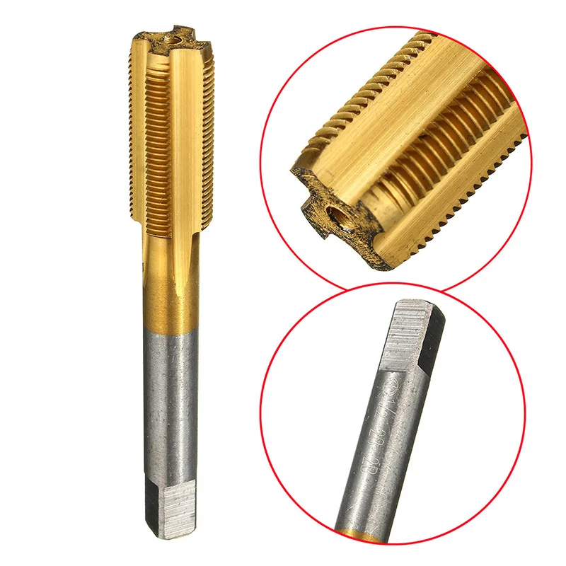 High Hardness Tap Set Right Hand Thread Tools 1/2 inch -28 HSS Titanium Coated Tap & Round Die Set for Mold Machine