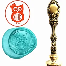 Милая сова логотип роскошные Винтаж Воск печать Марки комплект свадебные приглашения уплотнения Марки подарок