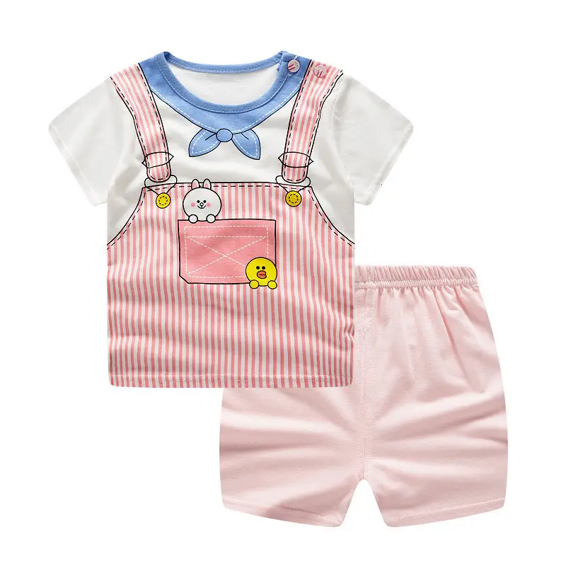 Short Sleeve T-shirt For Boys And Girls Cotton Underwear Suit For Children Two Short Sleeve Suits For Babies In Summer