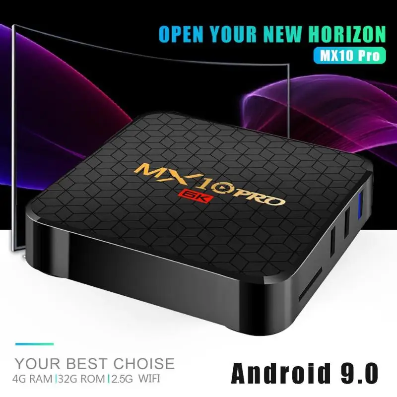 T ТВ коробка Новый MX10 Android ТВ коробка 4G 32/64G KD 18,0 Android 9,0 ТВ коробка RK3328 4 ядра с разрешением 4 K HDR 2,4 ГГц WI-FI USB 3,0 ТВ комплект компьютерной