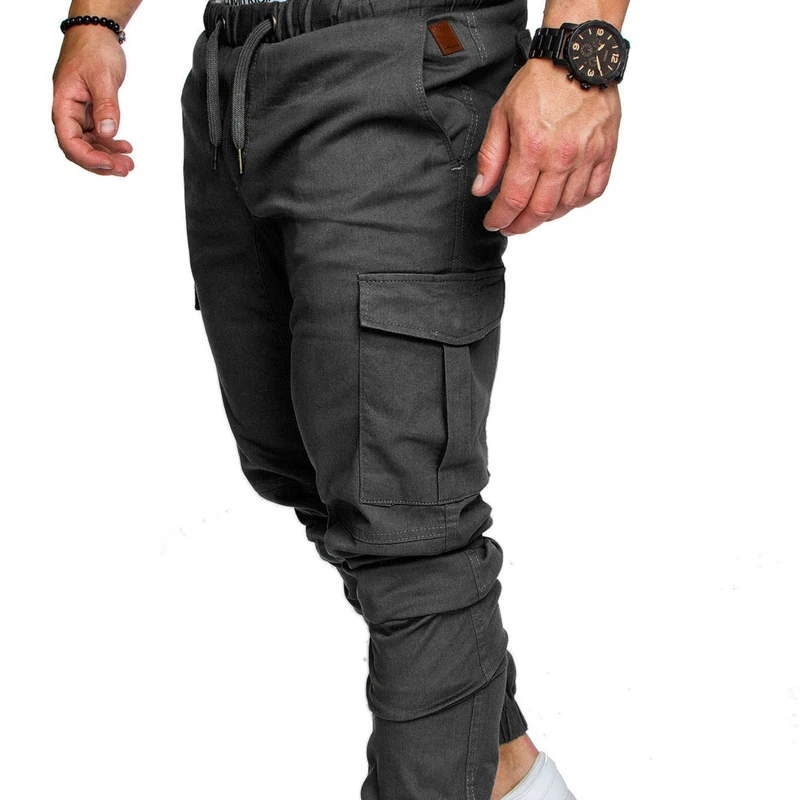 Брюки для мужчин; хлопковая одежда в стиле хип-хоп; уличная одежда для бега; Панталоны; мужские теплые брюки; брюки для мужчин; повседневные брюки; мужские брюки-карго - Цвет: Iron gray