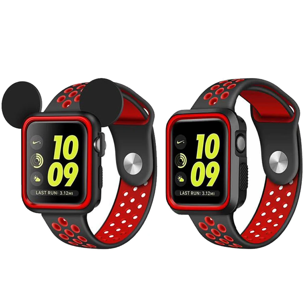 

Silicone Watch Strap+Case for Apple Watch Band 42mm 38mm Replacement Band+full screen protector case for iwatch 3/2/1