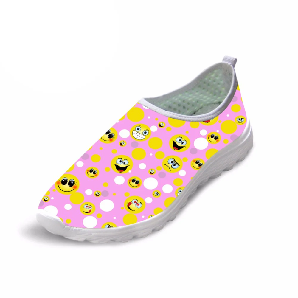 Pink flat ultra Shoes Cute Cartoon Emoji Printed ultra Casual Spring