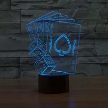 Игральные карты ночник конструкции дети лампа романтический вечер Освещение 7 цветов Изменение светодиодные фонари для дома декоративные