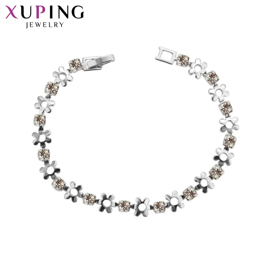 Xuping, модные простые браслеты, ювелирные изделия, стразы, особые подарки на день благодарения для женщин, S75, 8-75156 - Окраска металла: Rhodium Color