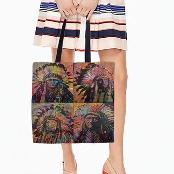 

Indian Man Printed Canvas Tote Female Casual Beach Bags Large Capacity Women Single Shopping Bag Daily Use Canvas Handbags