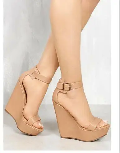 Sandalias de cuña con plataforma para mujer, zapatos de tacón alto grueso  con hebilla en la punta abierta, en color negro, caqui, rojo, marrón y  verde|green sandals|sandals highwedge sandals - AliExpress