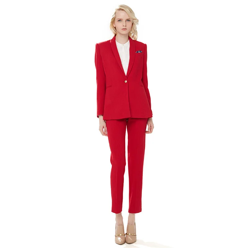 tailleur pantalon rouge femme