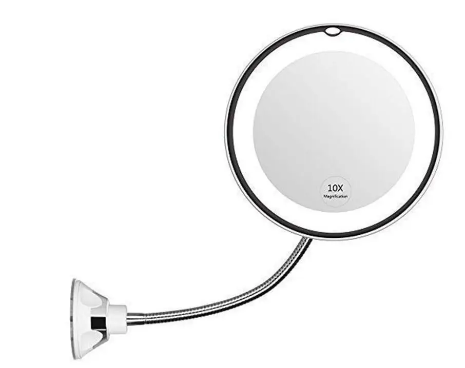 Светодиодный светильник-зеркало для макияжа с поворотом на 360 градусов, увеличительное зеркало для макияжа с присоской, настенное крепление для ванной, спальни, лампа для макияжа - Испускаемый цвет: 10x Magnifying