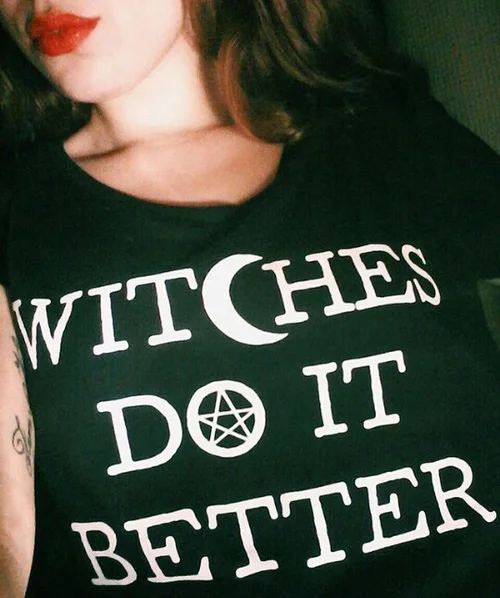 Женская футболка с принтом Witches Do It Better летняя модная Tumblr Grunge коротким рукавом и