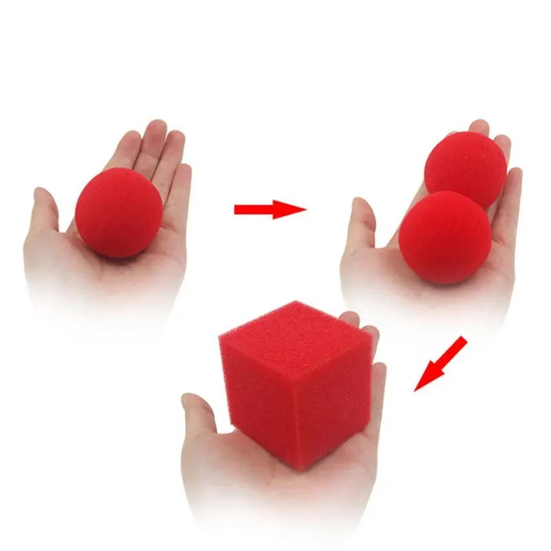 Magic Props 1 Block 2 Sponge Balls Illusion Tricks Toy J6T4 Red Magic O7L5 
