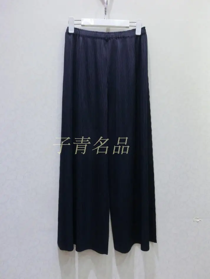 Бесплатная доставка Miyake модные однотонные длинные плиссированные широкие брюки в наличии