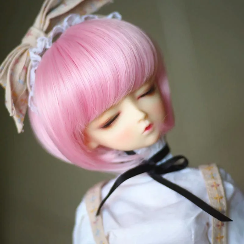 

New Arrival 1/3 1/4 1/6 Bjd SD Doll Wig Wire Fashion Short LOVELY Pink Colors High Temperature BJD Super Doll Hair
