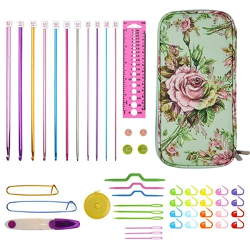 

11 Pcs KOKNIT Aluminum Tunisian Afghan Crochet Hooks Set Kit Mix Crochet Hooks Scissors Needles Crochet Knitting Set With Bag