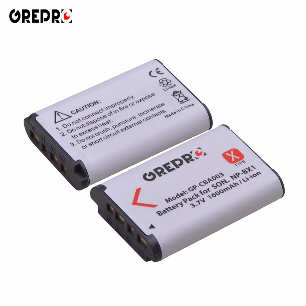 

GREPRO 2pcs NPBX1 1600mAh Battery NP-BX1 NP Bx1 Bateria for Sony DSC RX1 RX100 AS100V M3 M2 HX300 HX400 HX50/60 GWP88 AS15 WX350