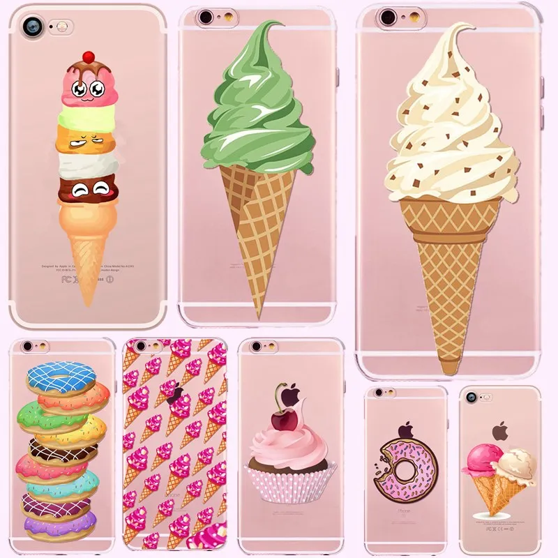 TPU Case For iPhone 6 S 7 8 5 5S SE Plus 10 X Ice cream Fundas 8plus Cases Phone Bags fundas iphone 7plus Coque |