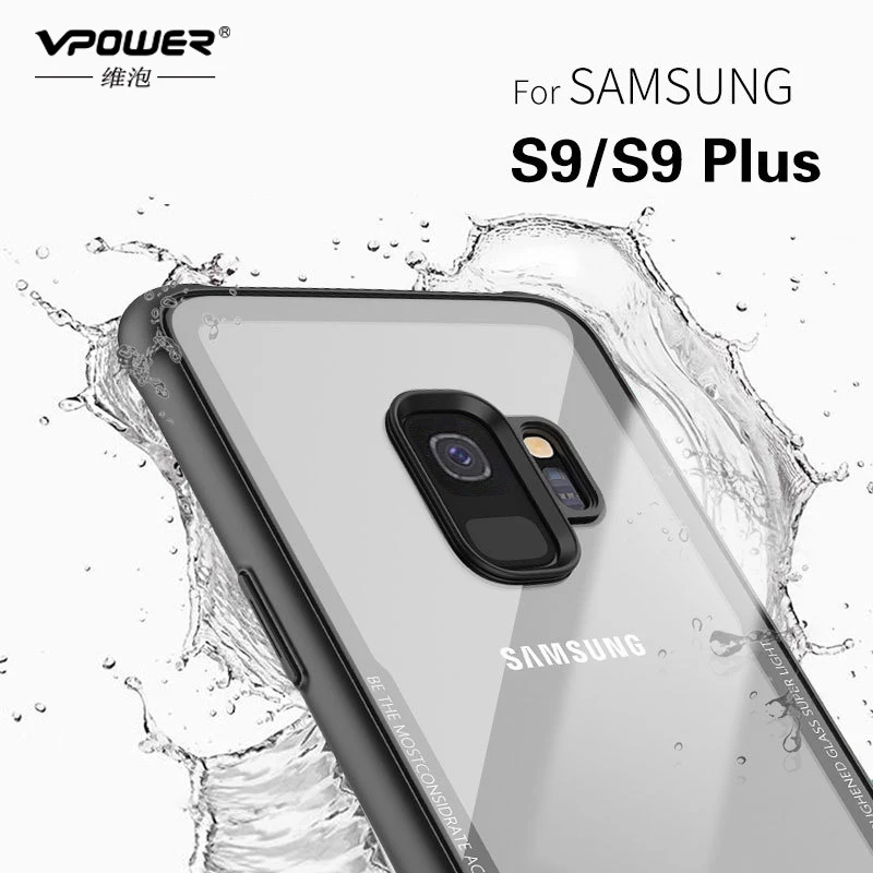 Vpower для Samsung S9 плюс закаленное Стекло чехол Galaxy задняя крышка роскошный гибридный