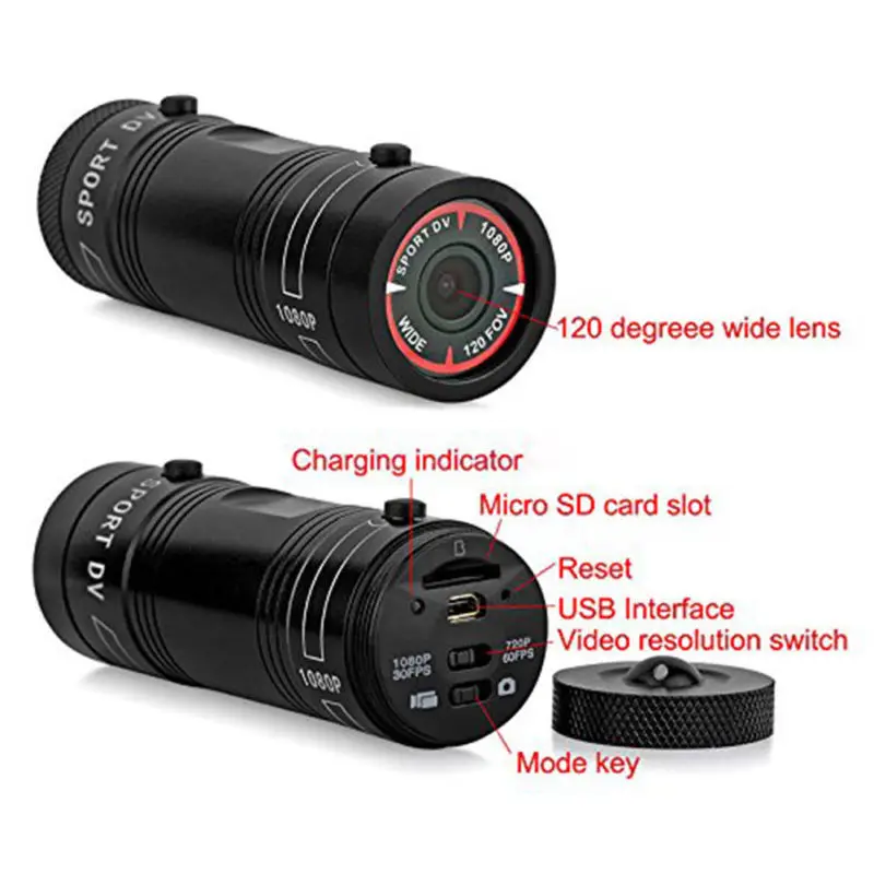 Топ предложения мини видеокамера F9 HD 1080P велосипед мотоциклетный шлем Спортивная мини камера видео регистратор DV видеокамера - Цвет: Black