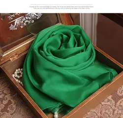 100% шелковый шарф-трубы для девочек с этническим воротником, большой размер, Длинная зеленая цветная Пашмина с бриллиантами, женские шарфы