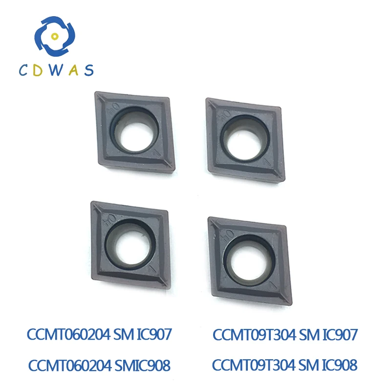 

10PCS CCMT060204 SM IC907 CCMT09T304 SM IC908 Indexable Carbide Turning Inserts Lathe Blade for CNC Cylindrical Turning Tool