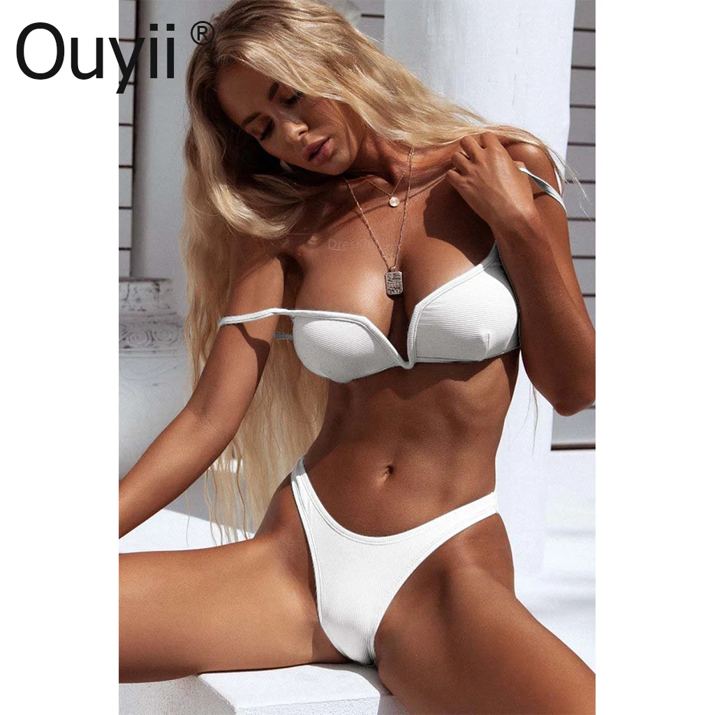 

Women's Swimwear Sexy Bikini V-shaped Steel Bikini 2019 New Swimsuit Solid Color Fashion Low Waist Swimwear