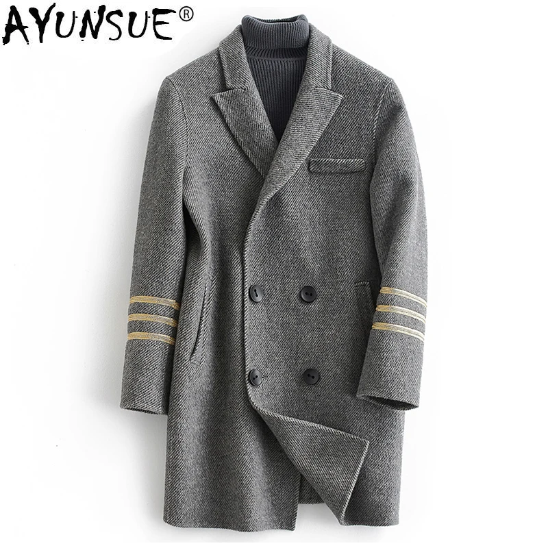 AYUNSUE натуральная шерстяная куртка 2018 осень-зима куртка Мужская двухсторонняя шерстяная куртка Мужская s уличная куртка Abrigo Hombre MY1433