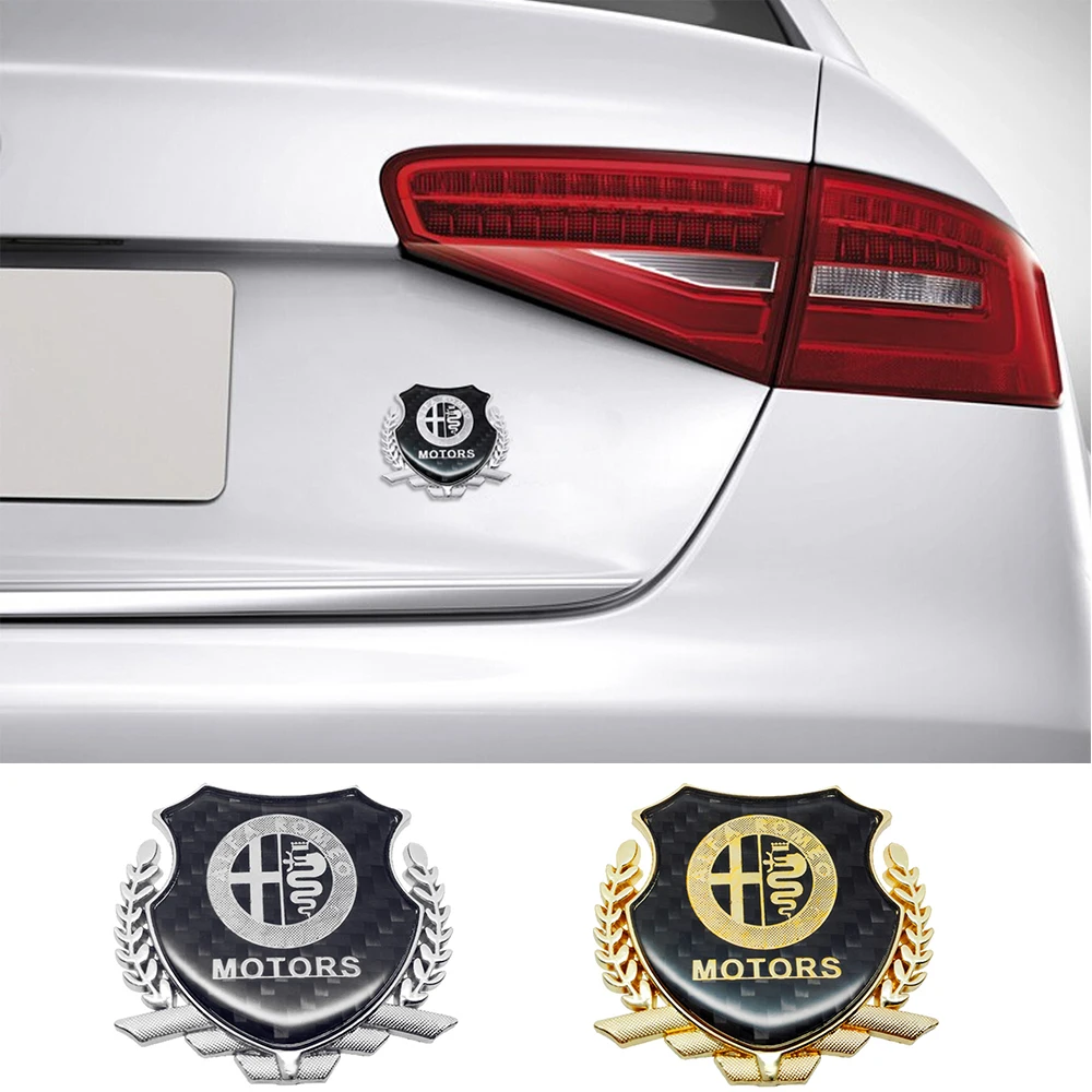 

1pcs 3D Metal Emblem Car Side Fender Tail Badge Sticker For Alfa Romeo 159 147 Giulietta Giulia 156 Mito Stelvio 155 166 GT
