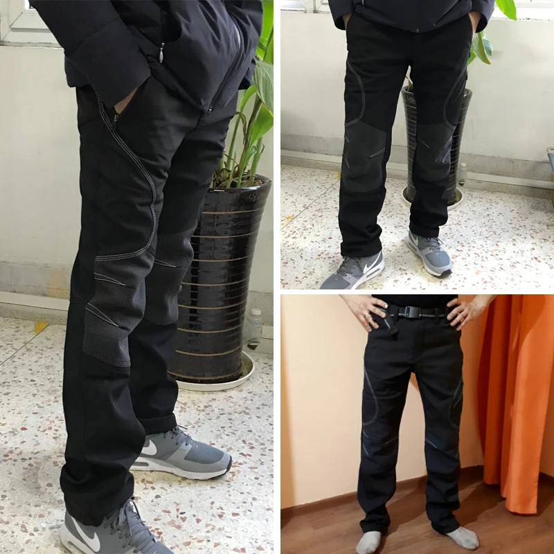 LoClimb de invierno de los hombres pantalones de senderismo hombres polar Softshell pantalones de hombre al aire libre montaña/Esquí/pesca/Trekking resistente al agua pantalones AM093