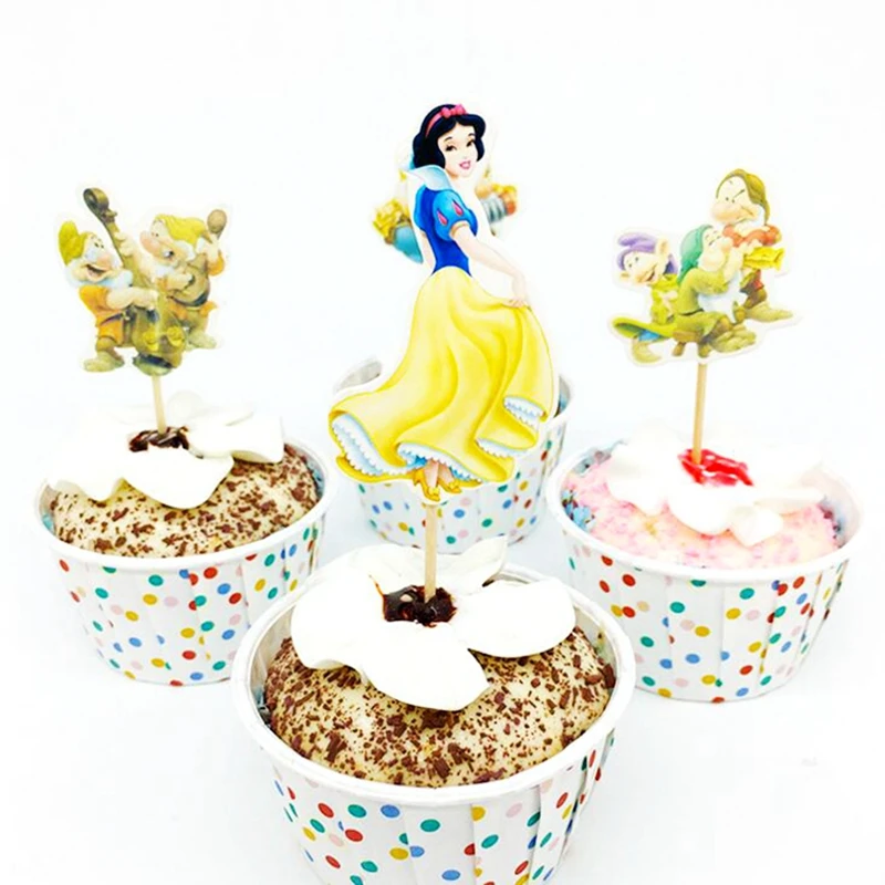 24 шт мультфильм Белоснежка семь гномов кекс pick Милая принцесса девочка мальчик дети день рождения поставки украшения торта
