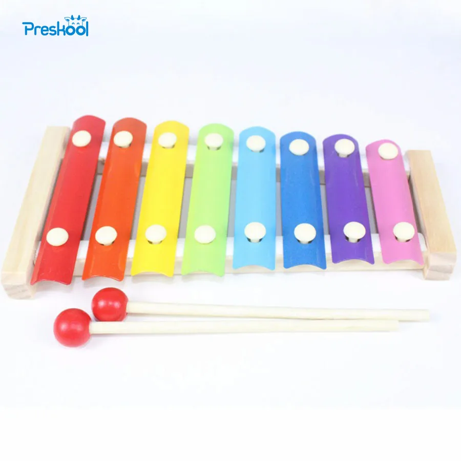 Kids font b Toy b font Baby Wood 8 Notes First Music Instrument Portable Learning Educational