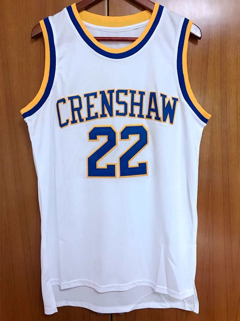Prix pour Quincy McCall 22 Crenshaw Lycée de Basket-Ball Jersey Film D'amour et de Basket-Ball Tous piqué blanc Prix pour Quincy McCall 22 Crenshaw Lycée de Basket-Ball Jersey Film D'amour et de Basket-Ball Tous piqué blanc