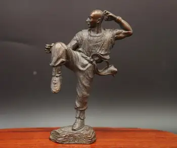 

Chinese red Copper handwork Kung Fu master wushu Huang Feihong sculpture