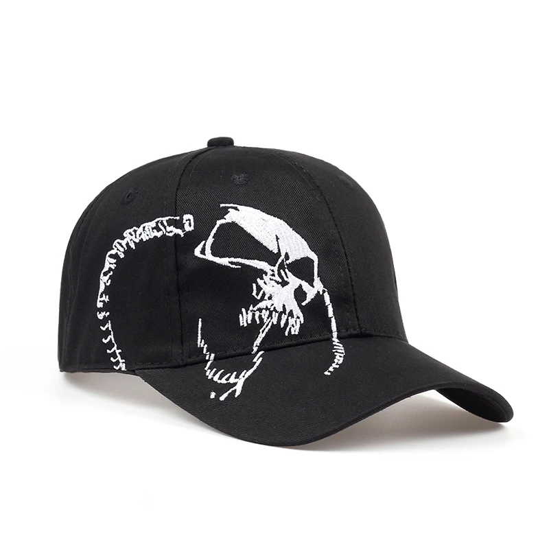 High Quality Unisex 100% Cotton Outdoor Baseball Cap Skull Embroidery ...