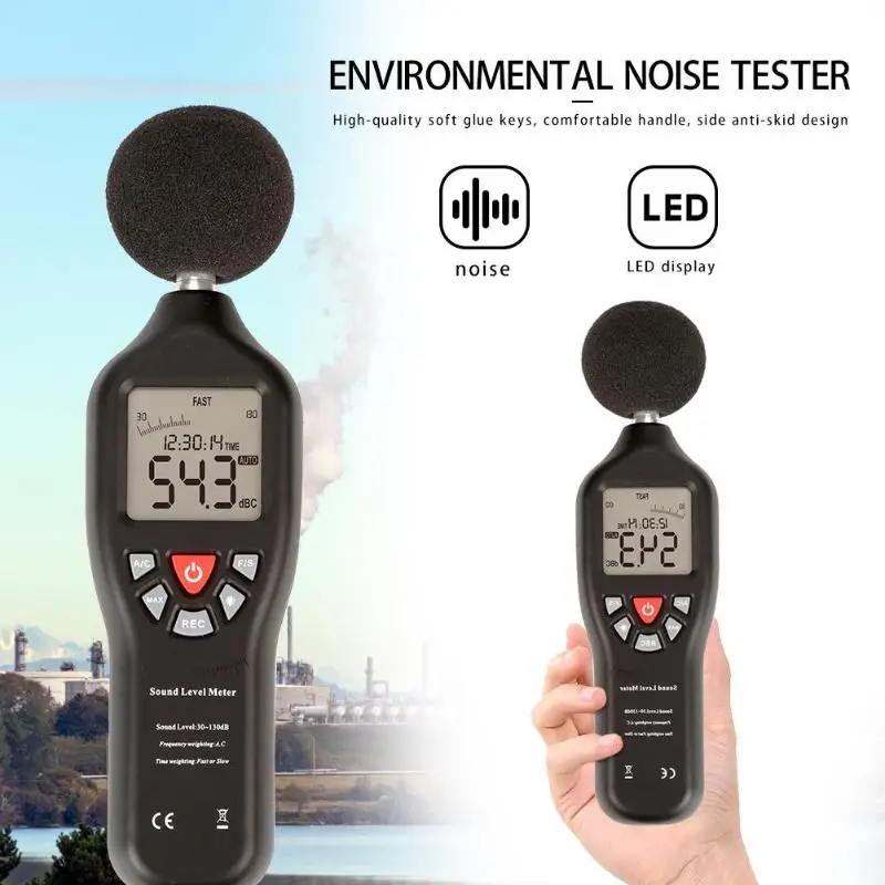 30-130dB Mini Sound Level Meters Decibel Meter Logger Noise Audio Detector