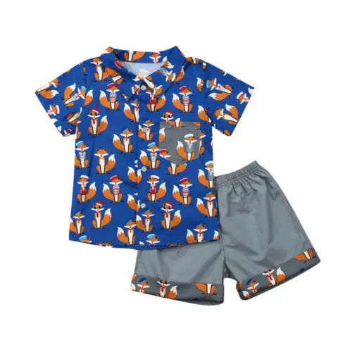 

Boy Clothes 2pcs Toddler Kids Baby Boy Clothes Boys Outfits Sets Cartoon Print Short T-Shirt + Short Pants