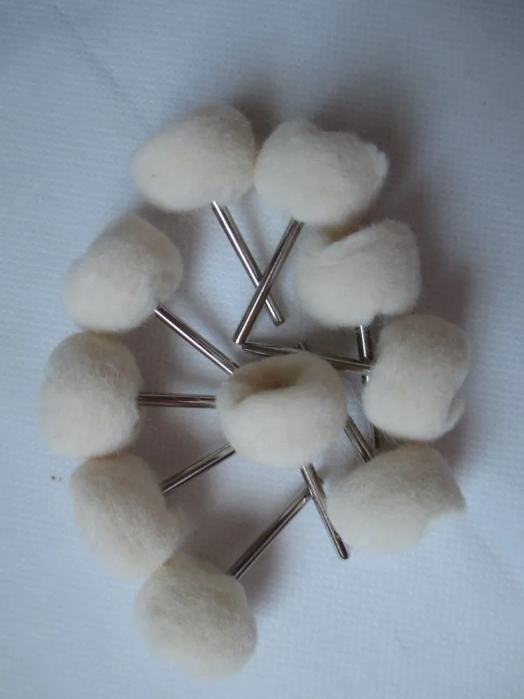 

10 PCs 25MM Dia 3MM Fine Shank Wool Polishing Head 1" Grinding Jewelry Metals Wheels Buffing Felt Dremel Rotary Tool Accessories