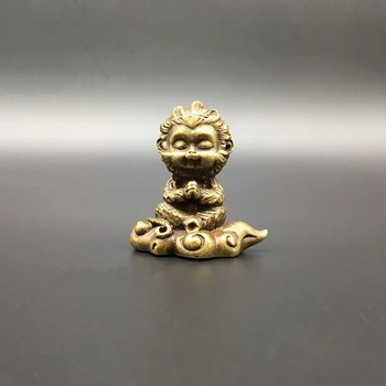 

Collection Chinese Brass Carved Zodiac Animal Monkey King Sun Wukong Meditation On Buddhism And Taoism Small Statues