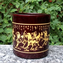 Классические резные держатель ручки бамбук резьба Подставки для ручек ручка полноценно контейнер образование офиса искусств подарки Кисточки горшок дело