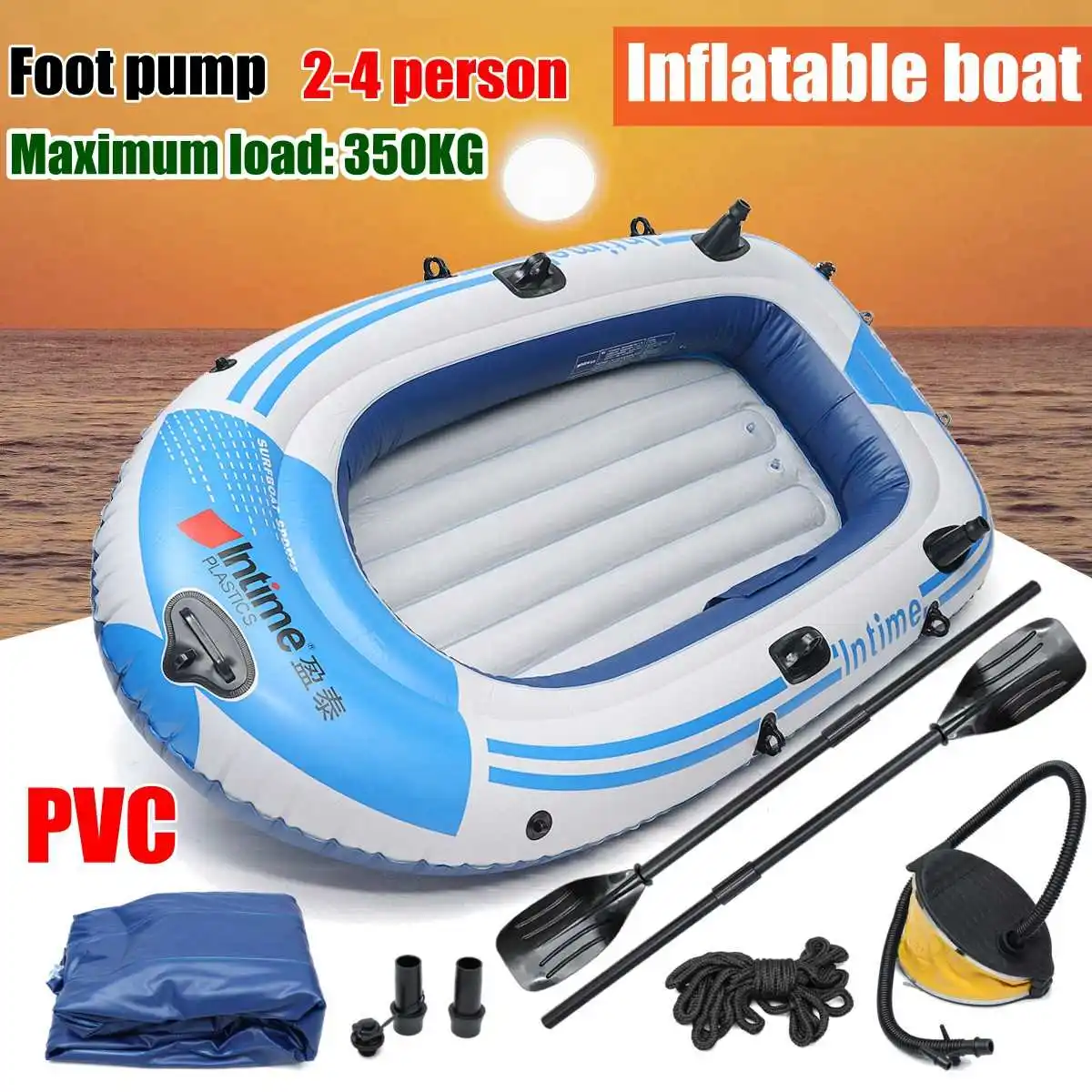 

fishman Sports Inflatable Fishing Boat Raft PVC Canoe Dinghy Tender 2/3/4 Person Kayak Fishing Boats Cushion Rowing Boats