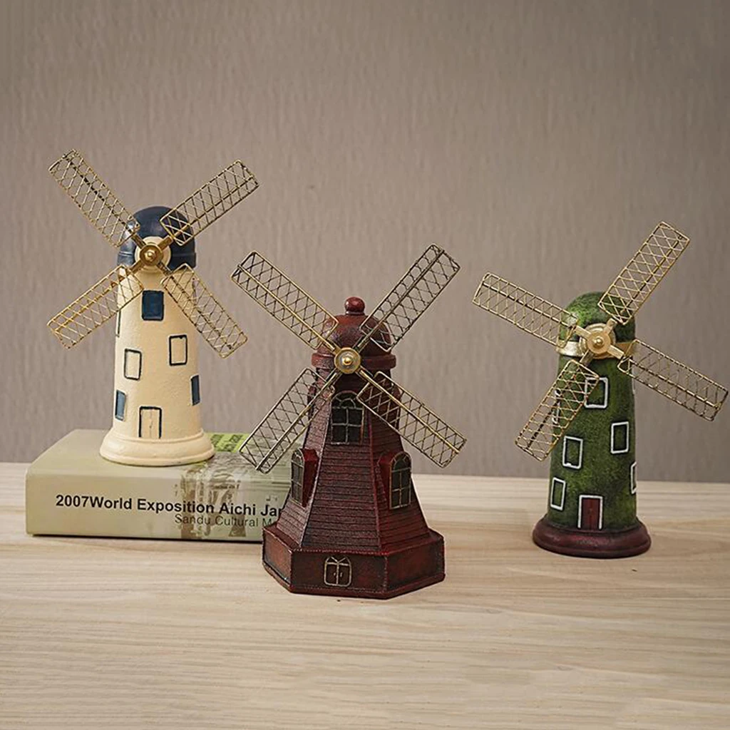 European Vintage Holland Windmill Resin Piggy Bank Home Cafe Pub Bar Decoration Ornaments Craft Gifts