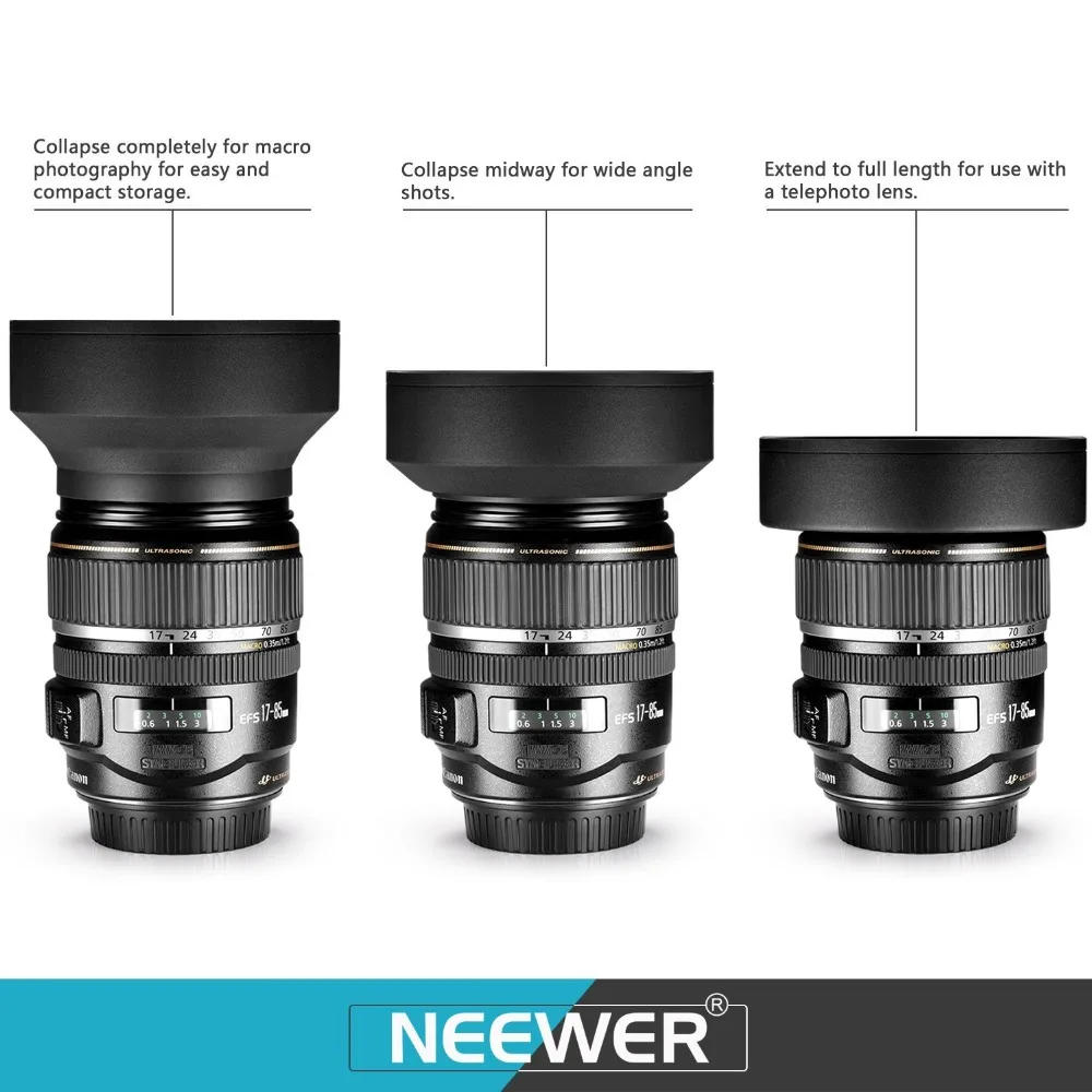 Neewer 52 мм 55 мм 62 мм 67 мм 72 мм 77 мм бленда объектива+ УФ-фильтр+ DC-SN бленда+ Ткань для очистки+ ручка для чистки для Canon/Nikon/Pentax/sony DSLR