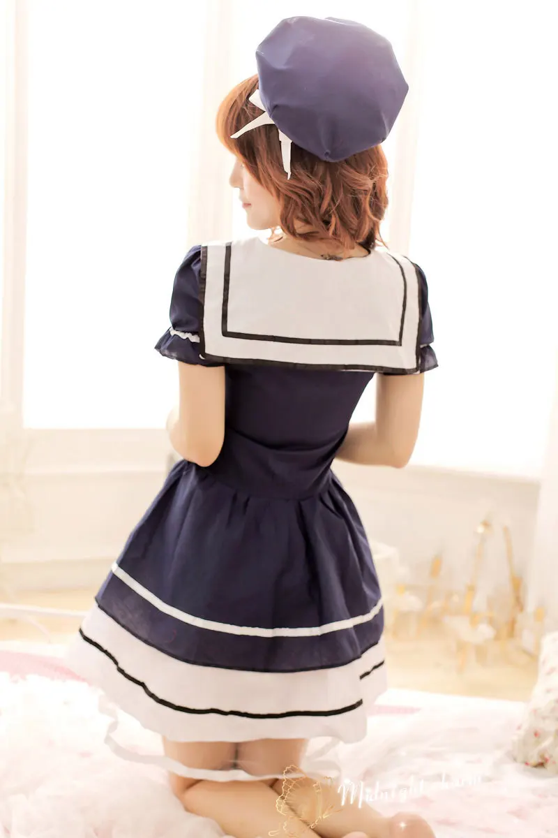 Cosplay&ware Japanese Student Cosplay Dress Blue Maid Womens Sailor Costume Sexy Japan -Outlet Maid Outfit Store