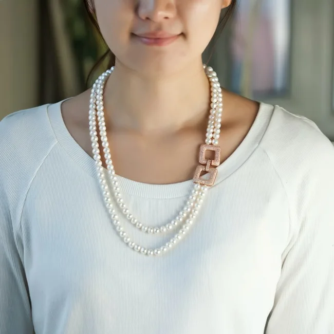 Long Necklace Multistrand Pearl Jewelry 