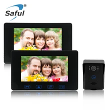 Saful 7”color TFT LCD wired video door phone Waterproof with Night vision for Home Electric lock-control.