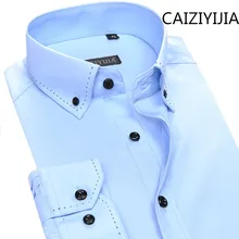 Caiziyijia Англия Стиль мужские Сельма fit платье с длинными рукавами рубашки для мальчиков модные однотонные хлопковые Camisa Masculina