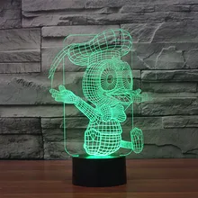 Free Shipping Glowing colorful Donald Duck 3D Acrylic LED night light illuminated led plastic table lamp USB 3D LED Lamps